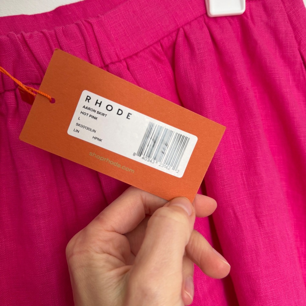 J15 NWT *ARCHIVE* RHODE Aaron Skirt in Hot Pink Stretch Waist Side Pockets - Picture 8 of 8